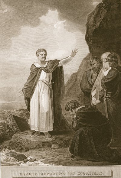 Canute réprimandant ses courtisans, gravé par G. Noble, illustration de 